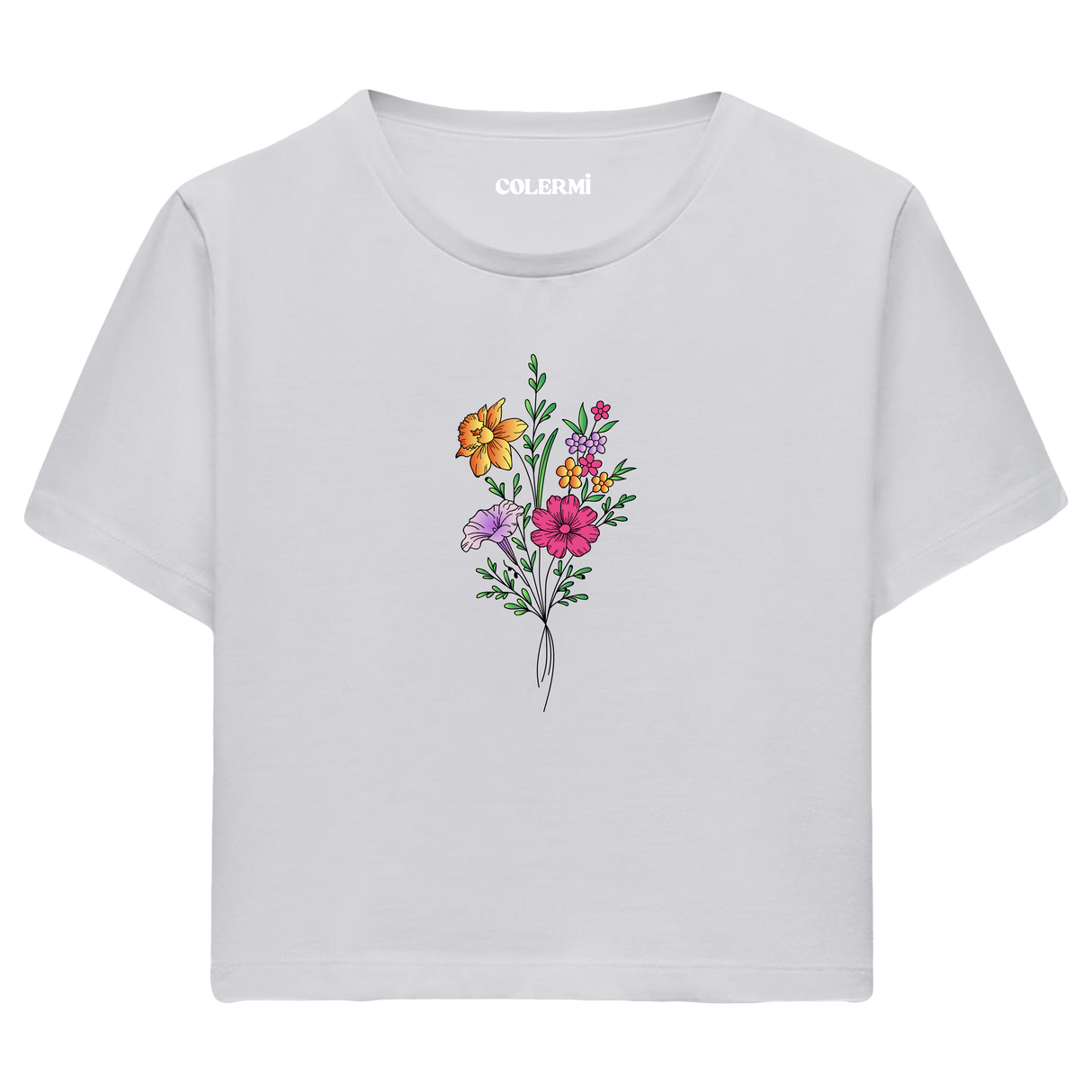 Crop T-Shirt - Çiçek Buketi Tasarımı