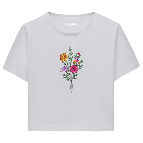 Crop T-Shirt - Çiçek Buketi Tasarımı