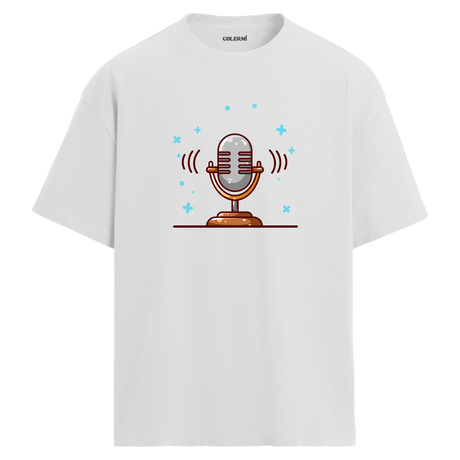 Retro Mic Sound T-Shirt – %100 Pamuk – Yuvarlak Yaka Tişört