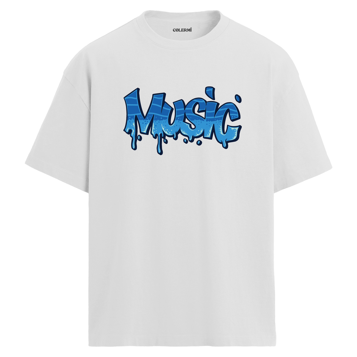 Graffiti Music Oversize Unisex T-Shirt – Bisiklet Yaka Müzik Temalı