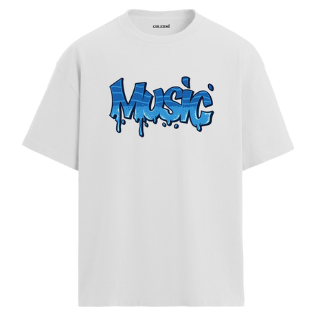 Graffiti Music Oversize Unisex T-Shirt – Bisiklet Yaka Müzik Temalı