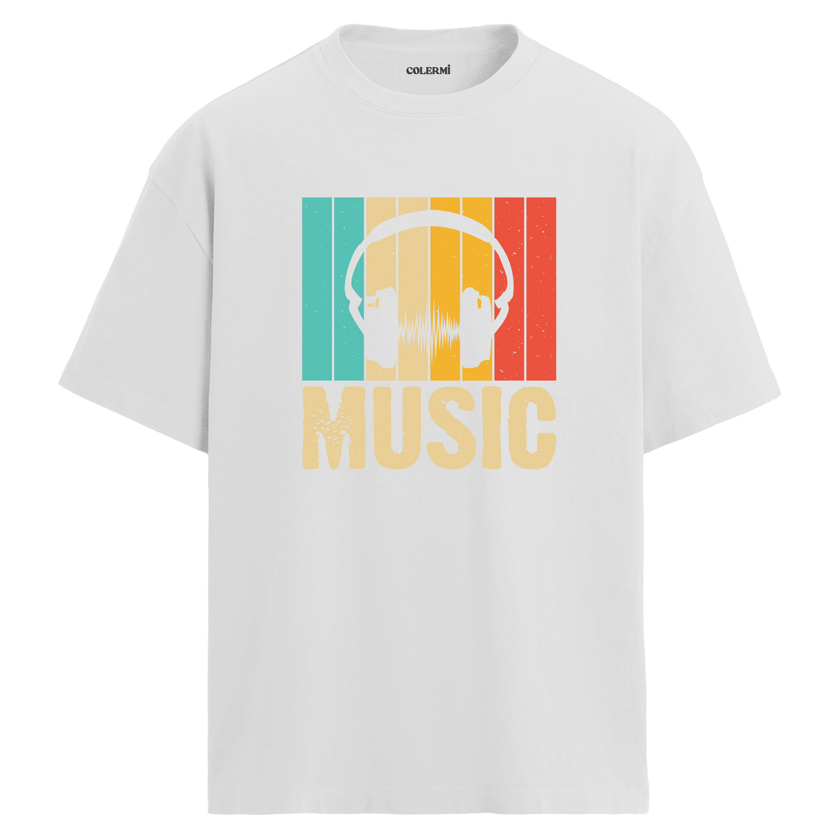 Retro Music Oversize Unisex T-Shirt – Müzik Temalı Bisiklet Yaka