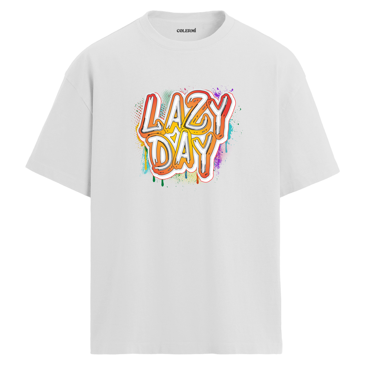 Lazy Day Oversize Unisex T-Shirt – Müzik Temalı Bisiklet Yaka