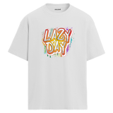 Lazy Day Oversize Unisex T-Shirt – Müzik Temalı Bisiklet Yaka