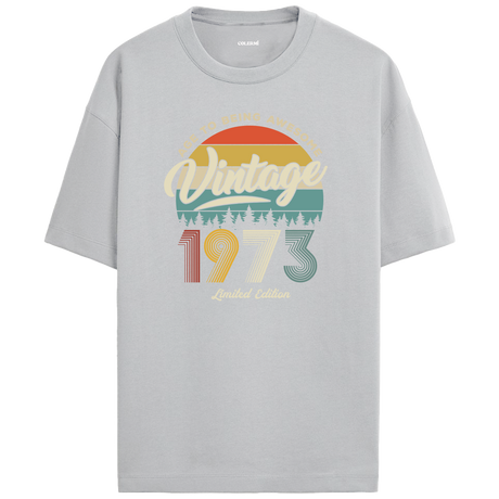 1973 Nostalgia Oversized T-Shirt - Retro Sunset & Nature Silhouettes