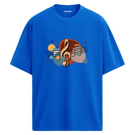 Retro Nota Desenli T-Shirt – %100 Pamuk – Bisiklet Yaka Tişört
