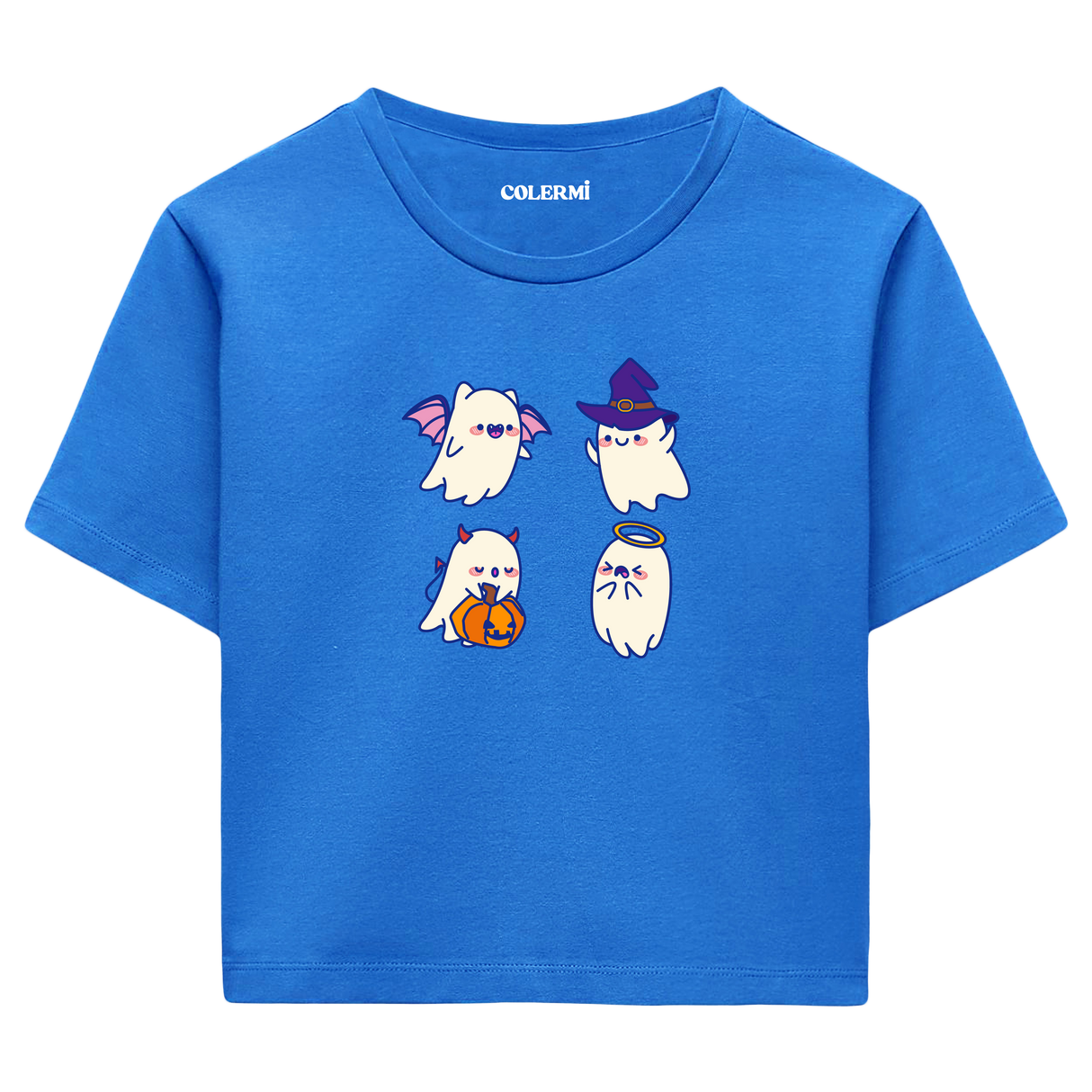 Sevimli Hayaletler Cadılar Bayramı Crop T-Shirt