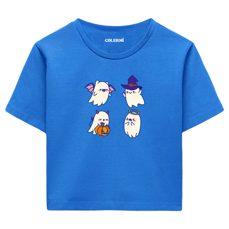 Sevimli Hayaletler Cadılar Bayramı Crop T-Shirt