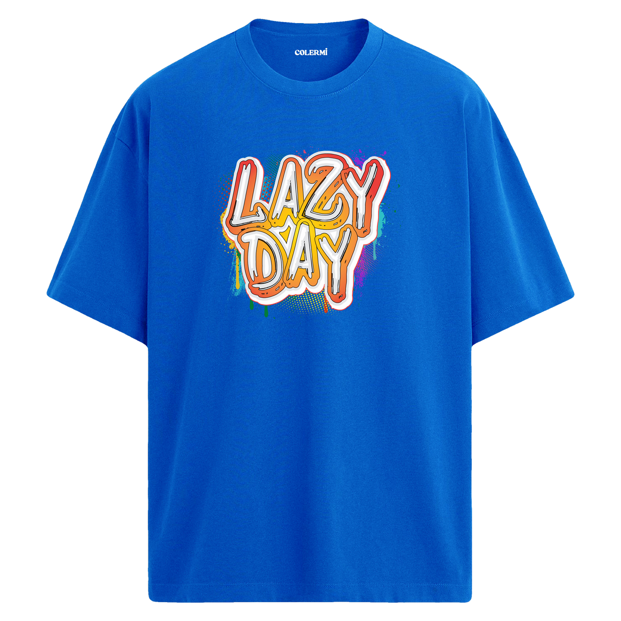 Lazy Day Oversize Unisex T-Shirt – Müzik Temalı Bisiklet Yaka