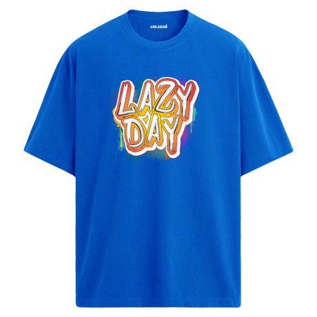 Lazy Day Oversize Unisex T-Shirt – Müzik Temalı Bisiklet Yaka