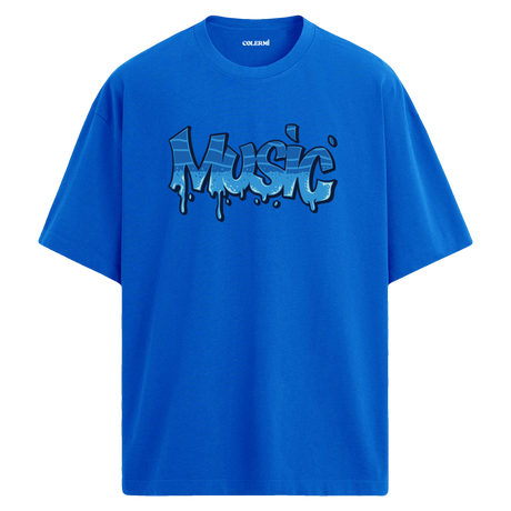 Graffiti Music Oversize Unisex T-Shirt – Bisiklet Yaka Müzik Temalı