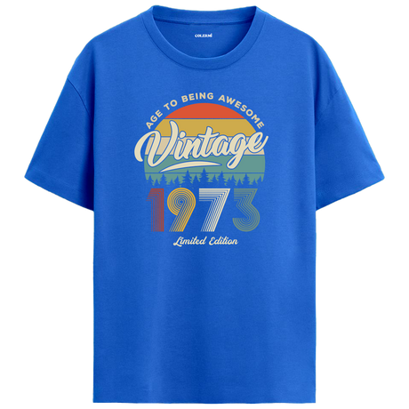 1973 Nostalgia Oversized T-Shirt - Retro Sunset & Nature Silhouettes