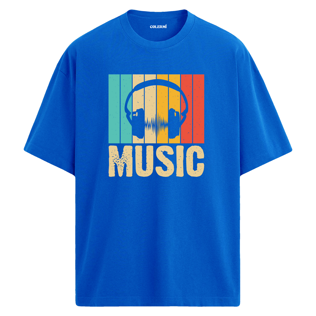 Retro Music Oversize Unisex T-Shirt – Müzik Temalı Bisiklet Yaka