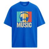Retro Music Oversize Unisex T-Shirt – Müzik Temalı Bisiklet Yaka