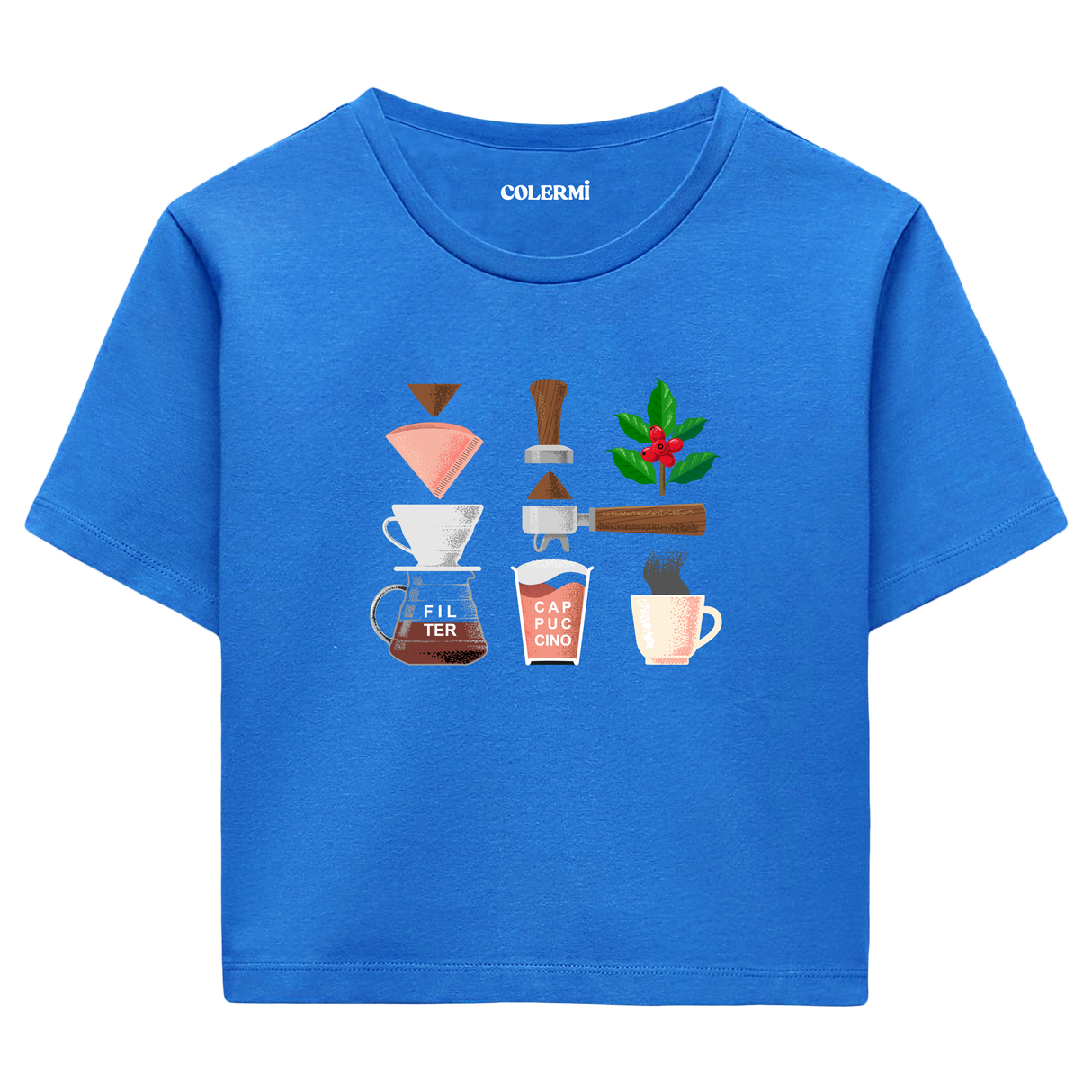 Colermi Kadın Crop Top Tişört - Kahve Yolculuğu