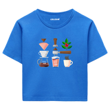 Colermi Kadın Crop Top Tişört - Kahve Yolculuğu