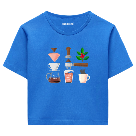Colermi Kadın Crop Top Tişört - Kahve Yolculuğu
