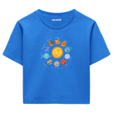Güneş Sistemi Tasarımlı  Crop T-Shirt