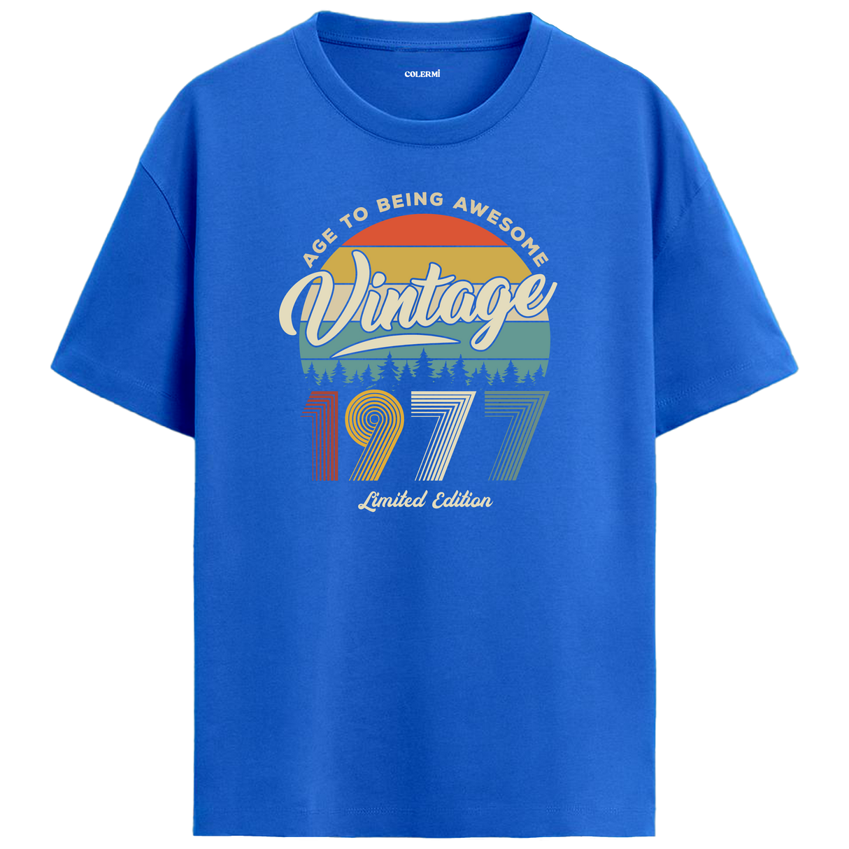 1977 Nostalgia Oversized T-Shirt - Retro Forest and Typography Design