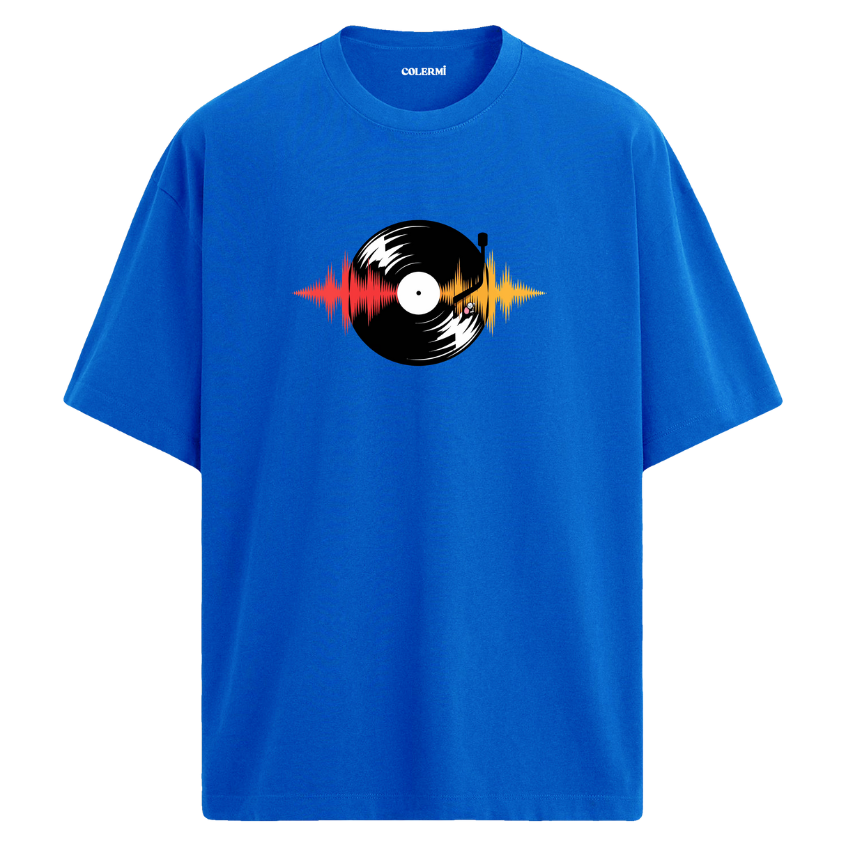 Vinyl Vibes Oversize Unisex T-Shirt – Müzik Temalı Bisiklet Yaka