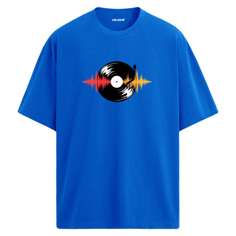Vinyl Vibes Oversize Unisex T-Shirt – Müzik Temalı Bisiklet Yaka
