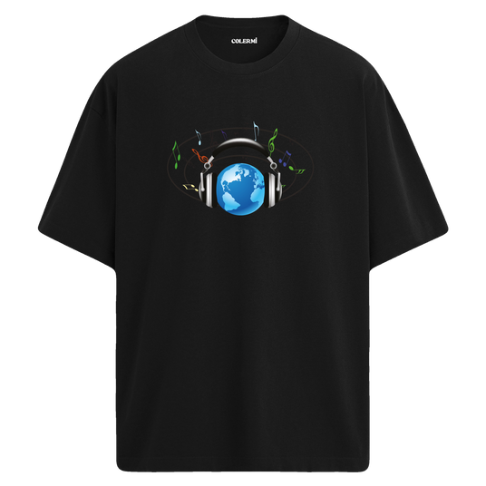 World Music Oversize Unisex T-Shirt – Bisiklet Yaka