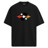 Vinyl Vibes Oversize Unisex T-Shirt – Müzik Temalı Bisiklet Yaka