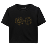 Güneş ve Ay İllüstrasyonlu Crop T-Shirt