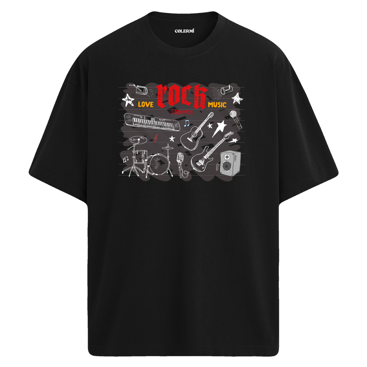 Love Rock Music Oversize Unisex T-Shirt – Bisiklet Yaka