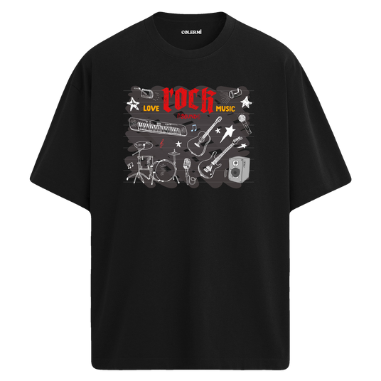 Love Rock Music Oversize Unisex T-Shirt – Bisiklet Yaka
