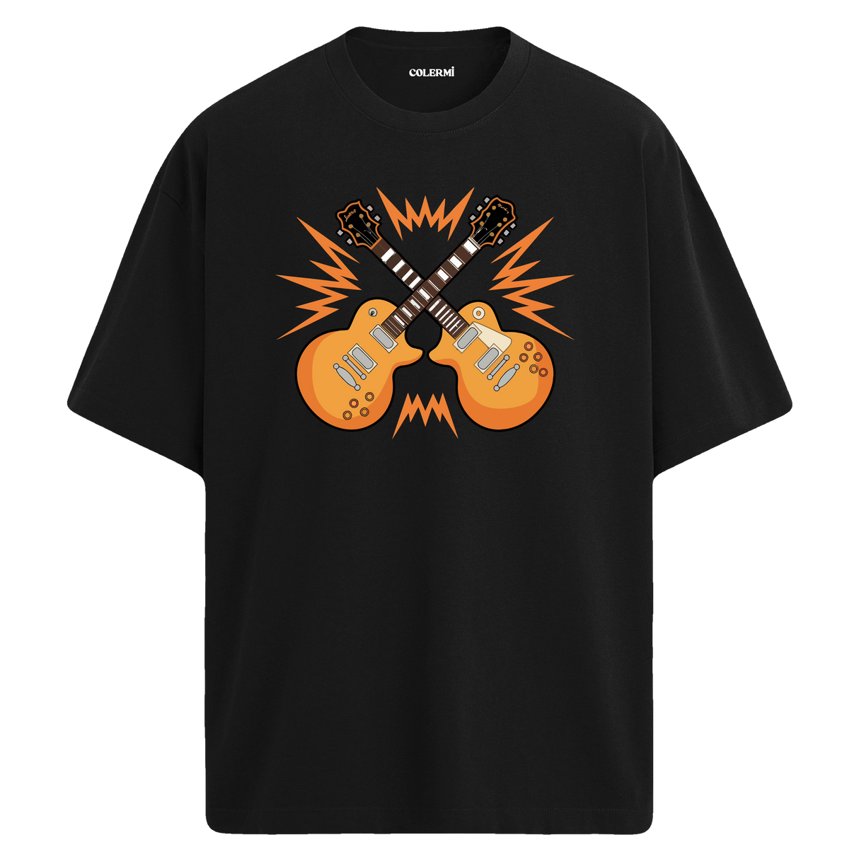 Rock Guitars Oversize Unisex T-Shirt – Bisiklet Yaka