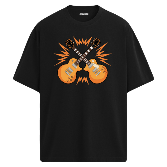 Rock Guitars Oversize Unisex T-Shirt – Bisiklet Yaka