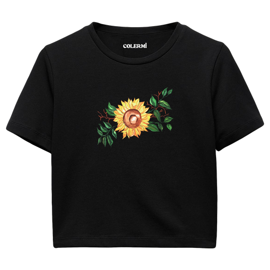Crop T-Shirt - Ayçiçeği Tasarımı
