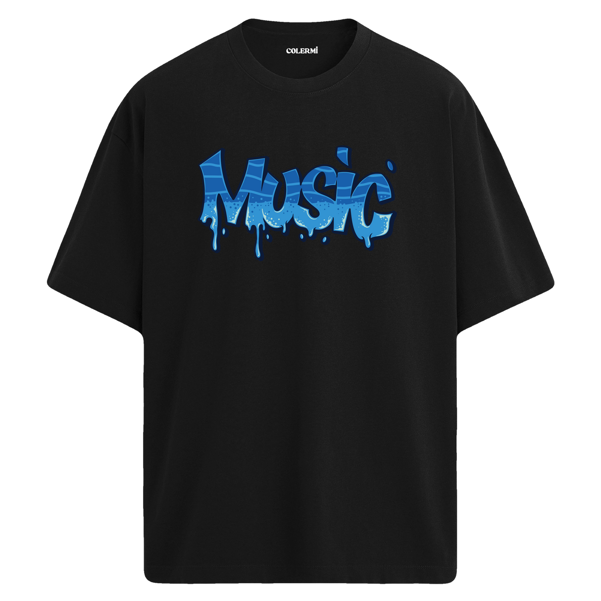 Graffiti Music Oversize Unisex T-Shirt – Bisiklet Yaka Müzik Temalı