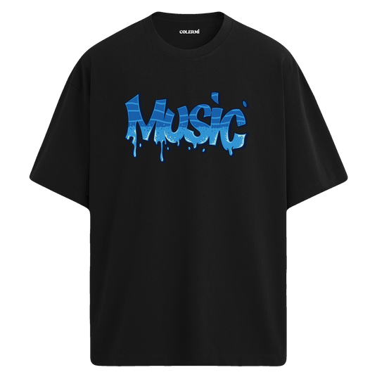 Graffiti Music Oversize Unisex T-Shirt – Bisiklet Yaka Müzik Temalı