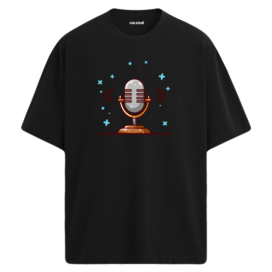 Retro Mic Sound T-Shirt – %100 Pamuk – Yuvarlak Yaka Tişört