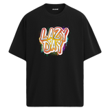 Lazy Day Oversize Unisex T-Shirt – Müzik Temalı Bisiklet Yaka
