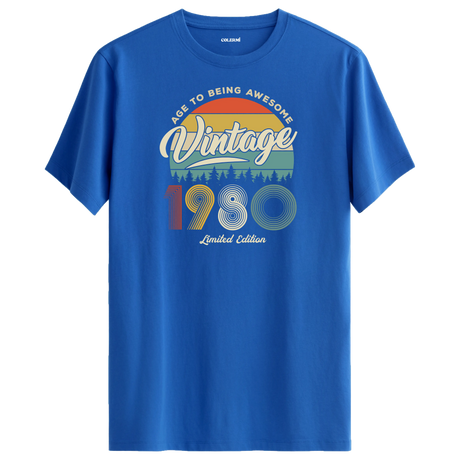 1980 Nostalgia Vintage T-Shirt - Retro Design with Nature-Inspired Colors