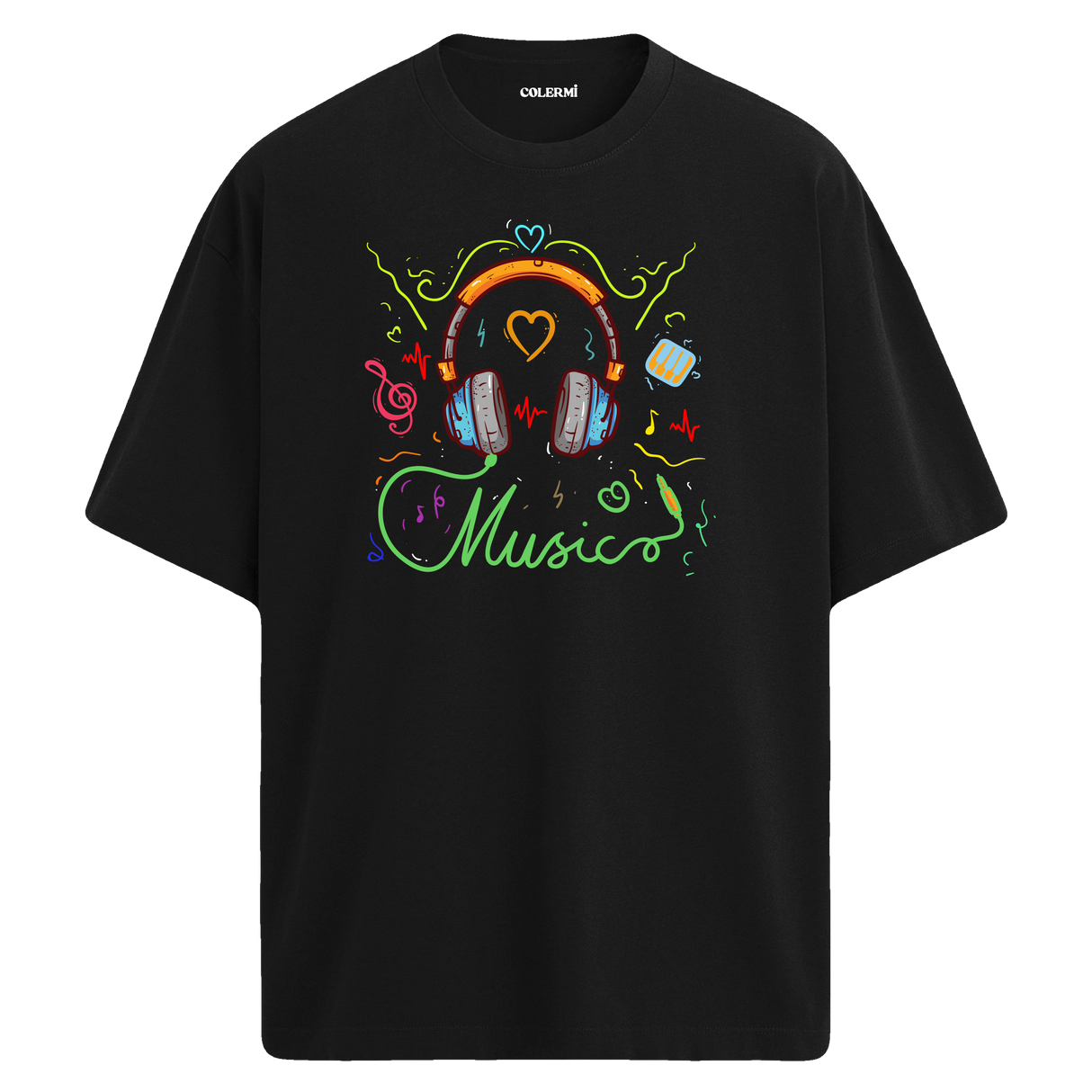 Music Dolu Enerji Tasarımı – %100 Pamuk Oversize T-Shirt