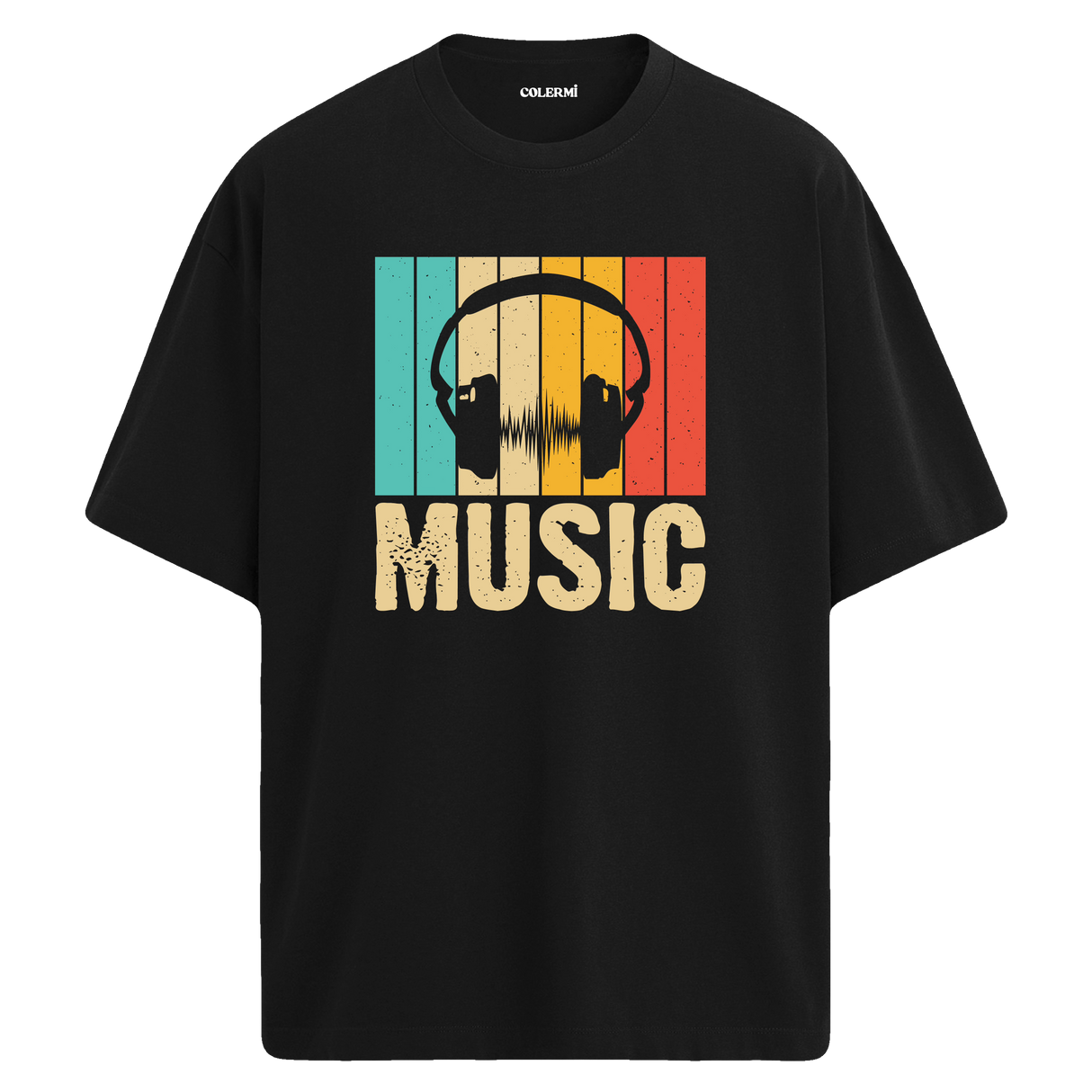 Retro Music Oversize Unisex T-Shirt – Müzik Temalı Bisiklet Yaka