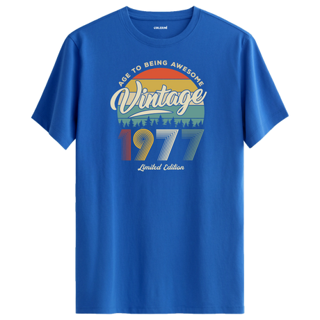 1977 Nostalgia Vintage T-Shirt - Retro Sunset Design with Nature Graphics