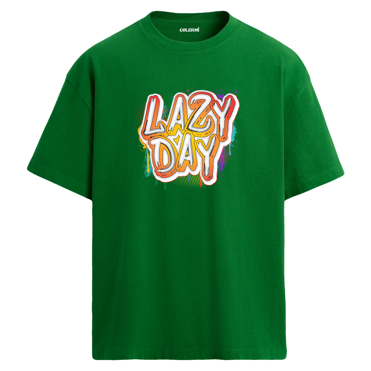 Lazy Day Oversize Unisex T-Shirt – Müzik Temalı Bisiklet Yaka