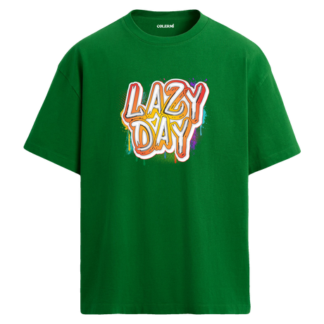 Lazy Day Oversize Unisex T-Shirt – Müzik Temalı Bisiklet Yaka