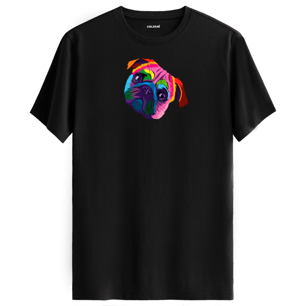 Colorful Pug Tee – Cute Dog Illustration Shirt