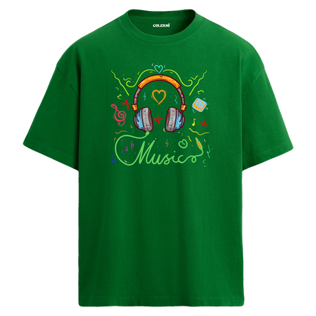 Music Dolu Enerji Tasarımı – %100 Pamuk Oversize T-Shirt