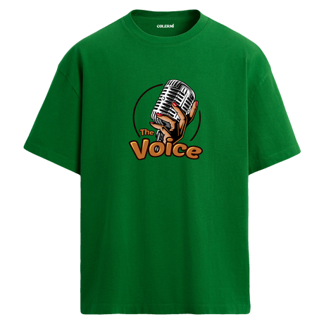 The Voice Mikrofon Tasarımlı T-Shirt – %100 Pamuk –  Bisiklet Yaka Tişört