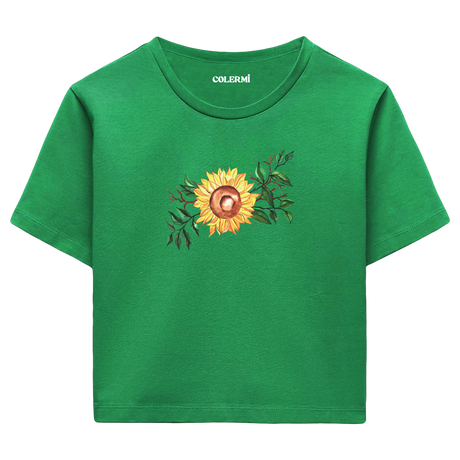 Crop T-Shirt - Ayçiçeği Tasarımı