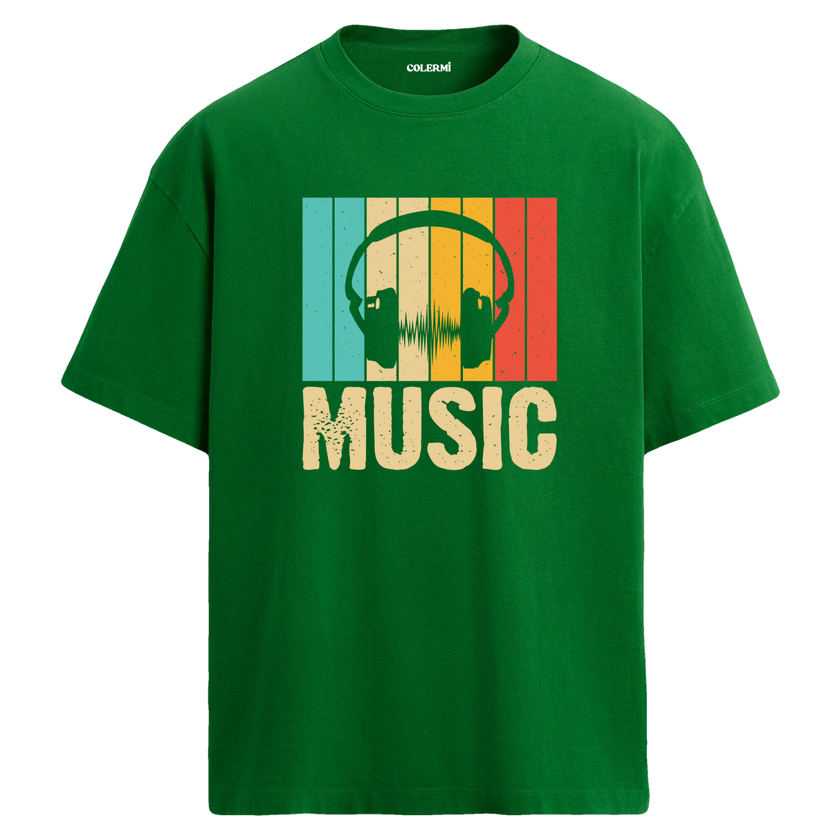 Retro Music Oversize Unisex T-Shirt – Müzik Temalı Bisiklet Yaka
