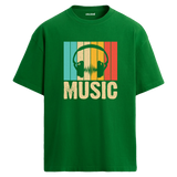 Retro Music Oversize Unisex T-Shirt – Müzik Temalı Bisiklet Yaka