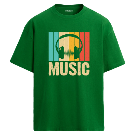 Retro Music Oversize Unisex T-Shirt – Müzik Temalı Bisiklet Yaka